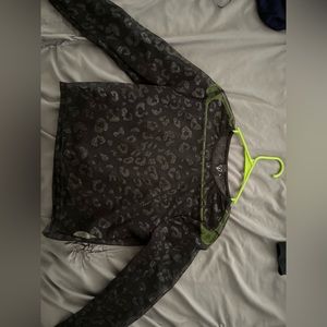 Mesh black leopard top